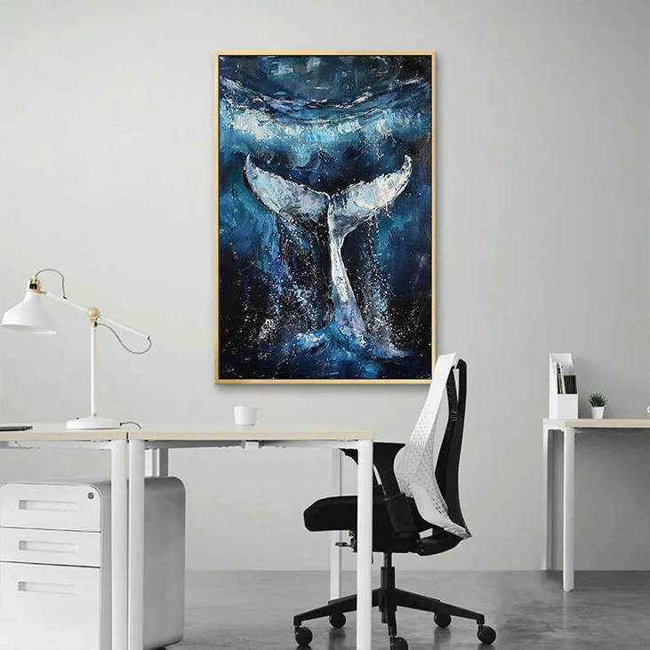 Blue Sea Whale Tail Canvas #VA318