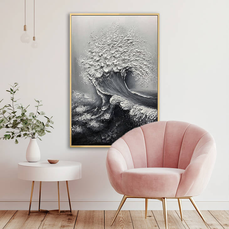 Black and White Ocean Painting #YX502