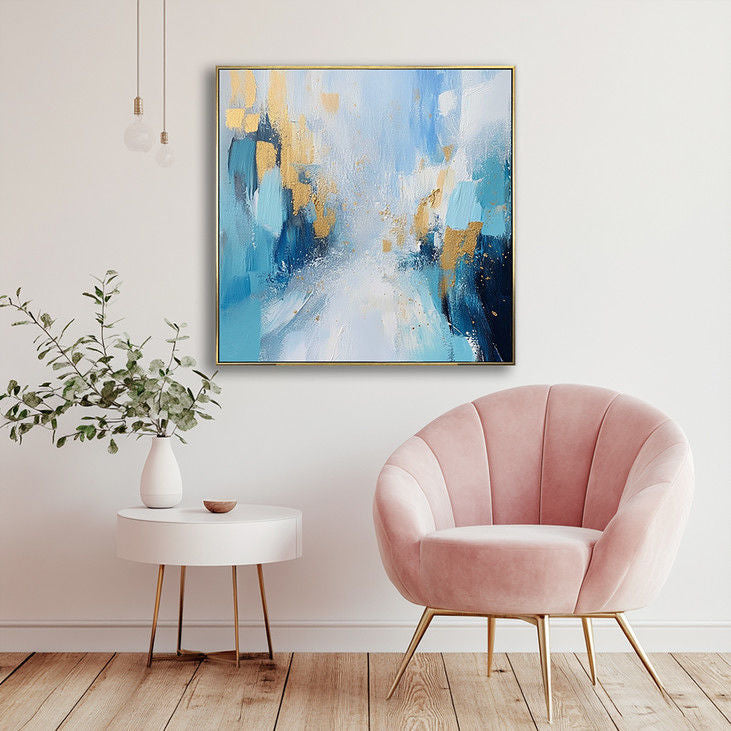 Artistic Blue and Gold Abstract #YX39