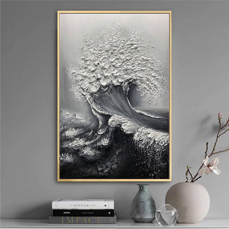 Black and White Ocean Painting #YX502