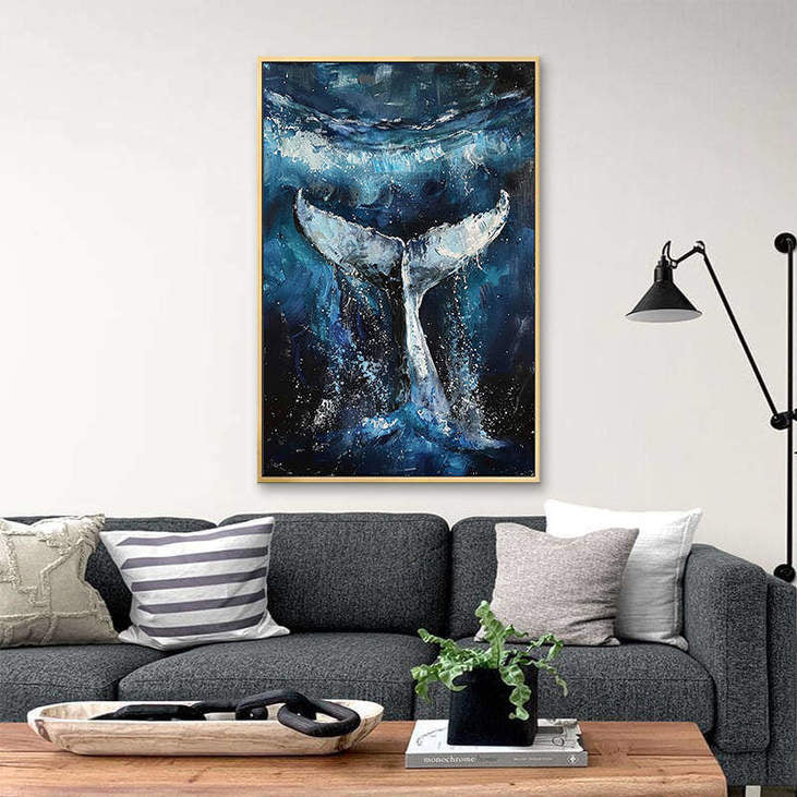 Blue Sea Whale Tail Canvas #VA318