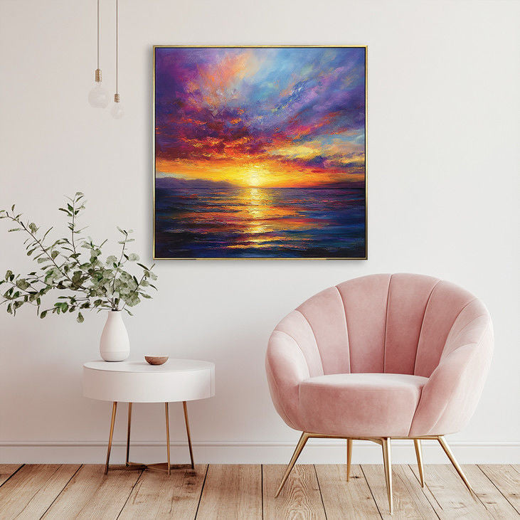 Colorful Sunset Seascape Handmade Canvas #YX140