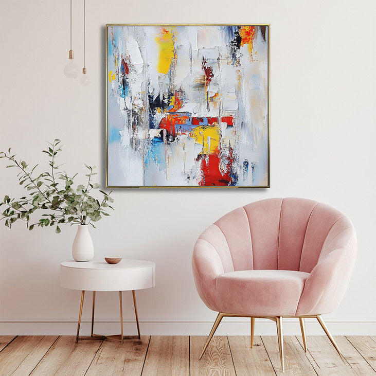 Hand Painted Abstract Canvas: Colorful Textured Art #YX26