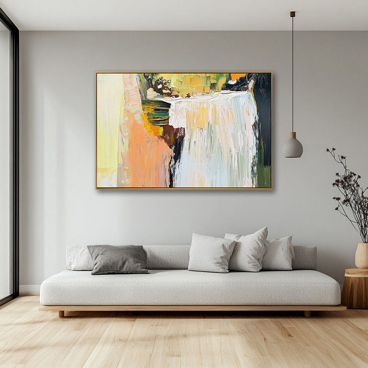 Impasto Abstract Waterfall Painting Textured Wall Art Centerpiece #YX127
