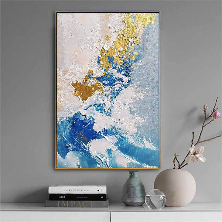 Gold Foil Hand Painted Abstract Wall Art #YX83