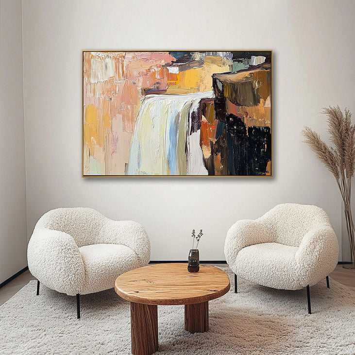Abstract Nature Art: Waterfall Impasto for Office Spaces #YX123