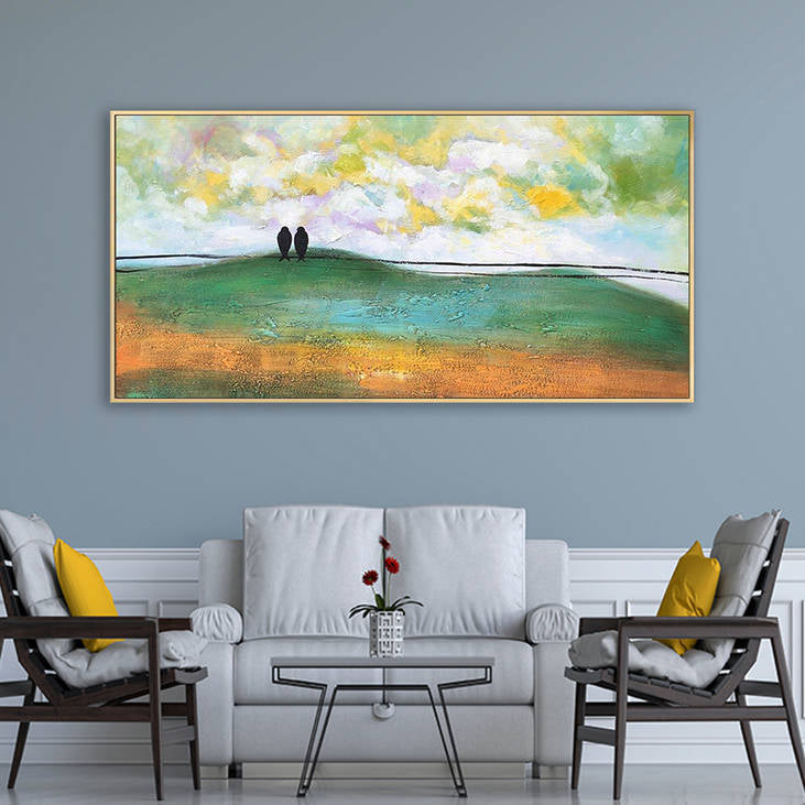 Abstract Landscape Painting with Birds #YX289