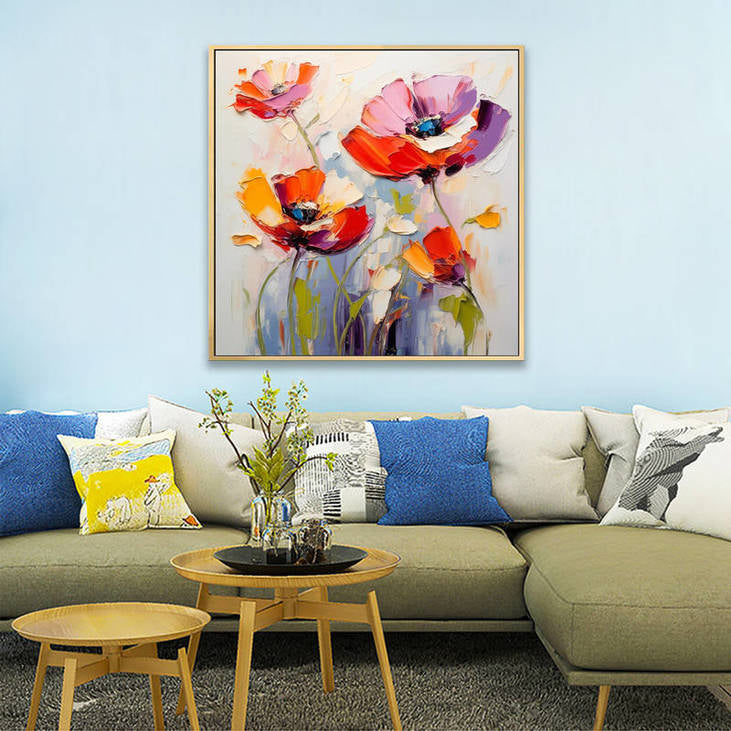 3D Textured Poppy Flower Art #VA120