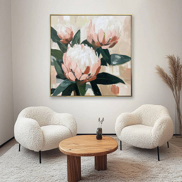 Hand Painted Protea Flower Canvas Art #YX341
