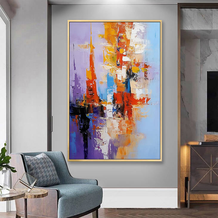 Abstract Cityscape Canvas Painting #YX229