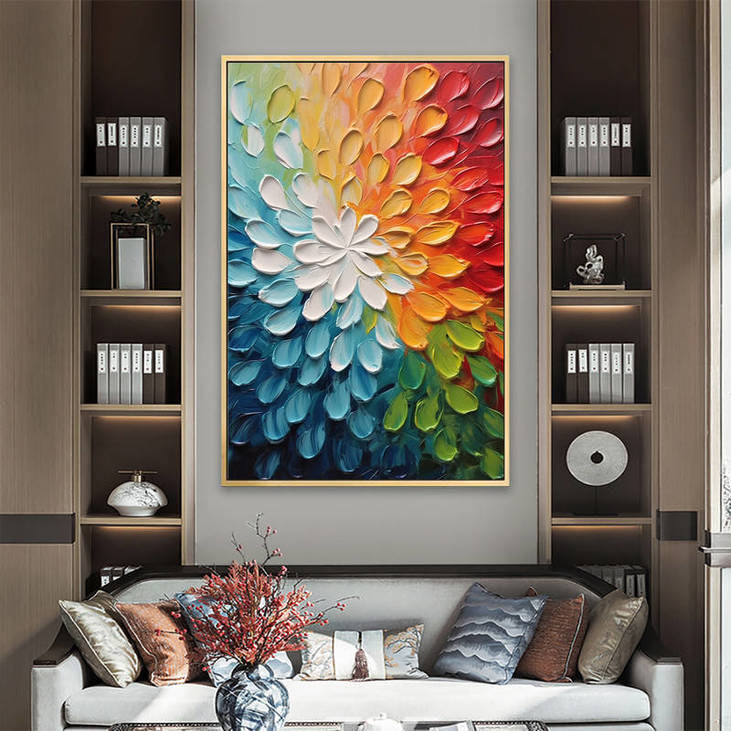 Hand Painted Impasto Rainbow Bloom #VA119