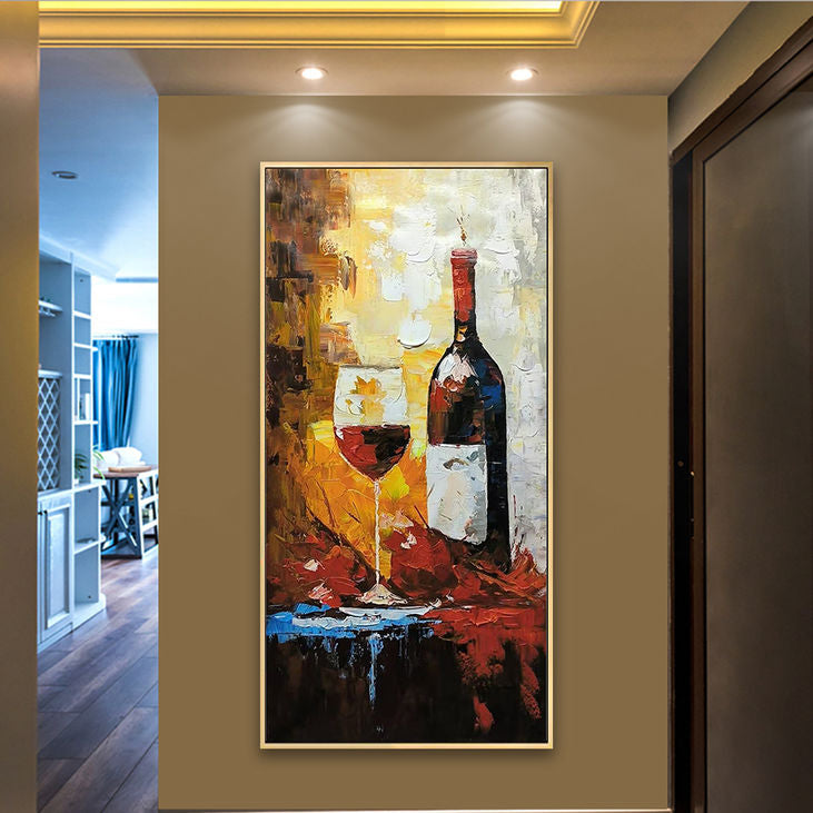 Vibrant Wine Glass & Bottle Canvas #VA442
