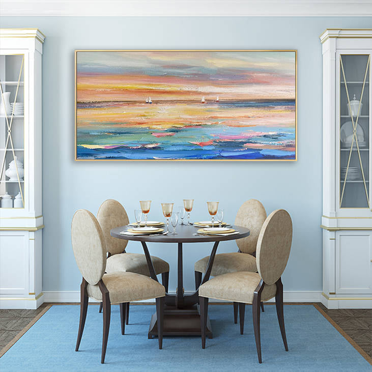 Hand Painted Sea Sunset Landscape Painting #YX310