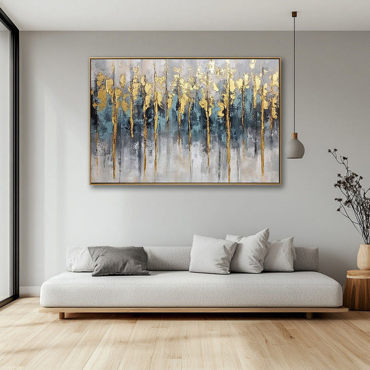 Gold Foil Tree Forest Abstract Painting #YX114