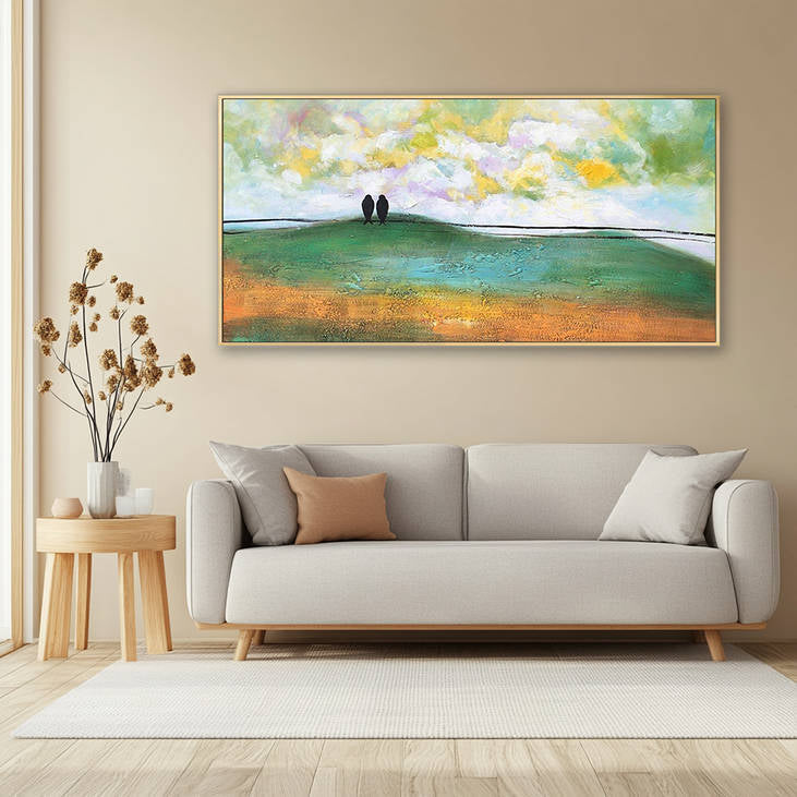Abstract Landscape Painting with Birds #YX289