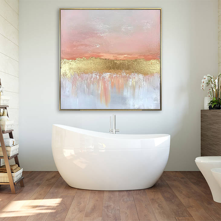 Pink Gold Foil Texture Painting #YX298
