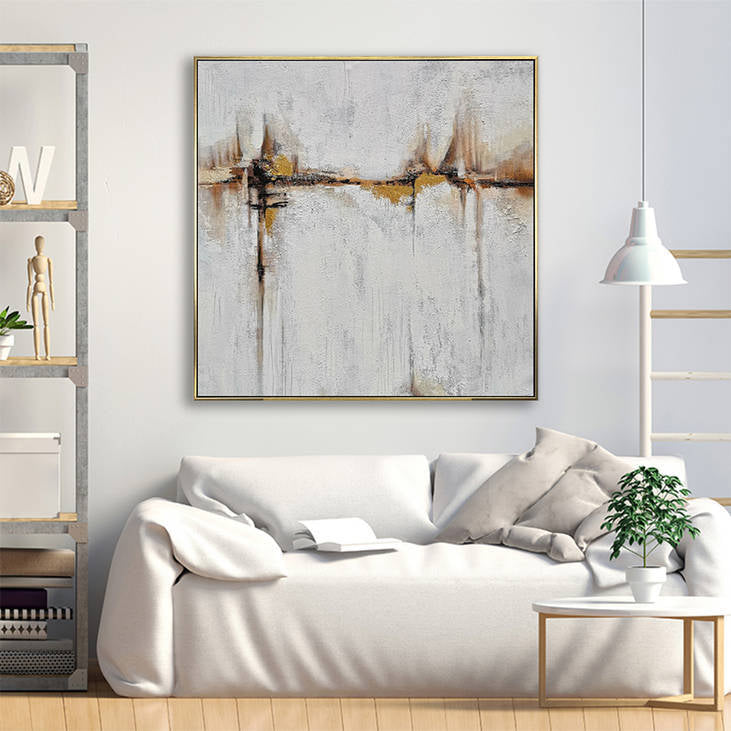 Abstract Beige & Gold Hand Painted Canvas Wall Art #YX306