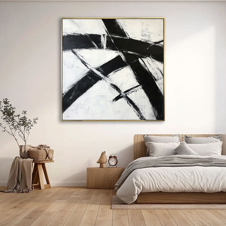 Abstract Intersecting Black Strokes Art #YX150