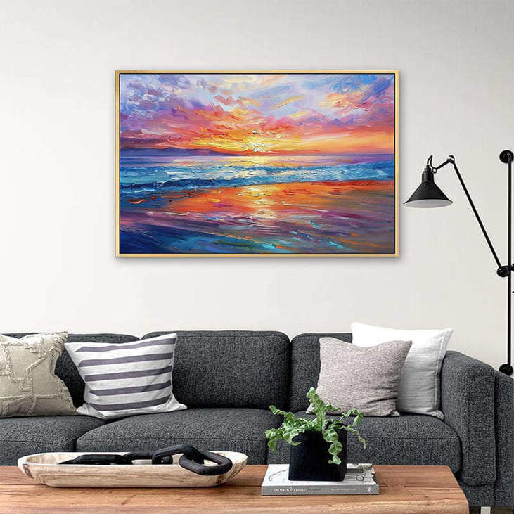 Impressionist Sunset Sea Canvas Painting #VA311