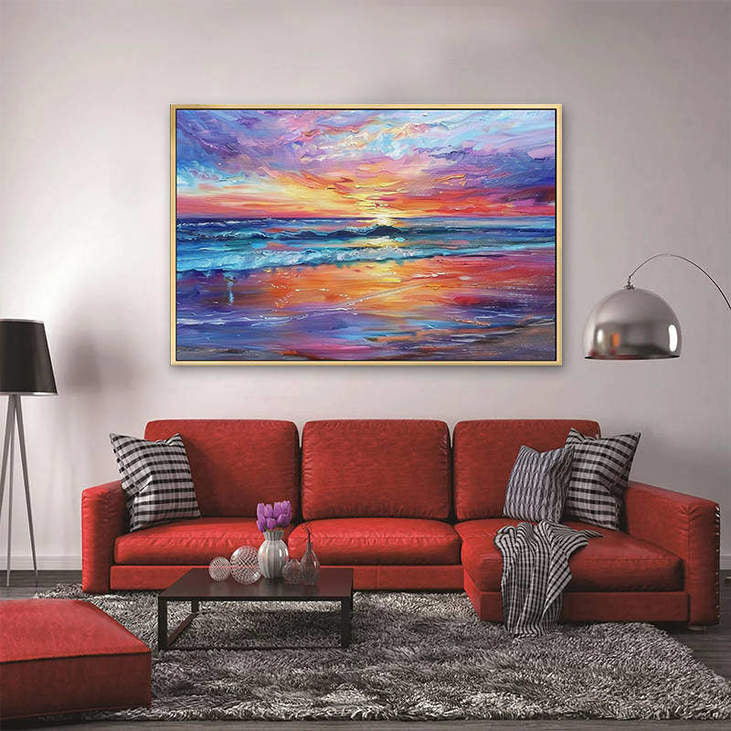 Colorful Beach Sunset Art #VA308