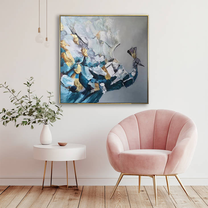 Abstract Peacock Canvas Painting #YX307