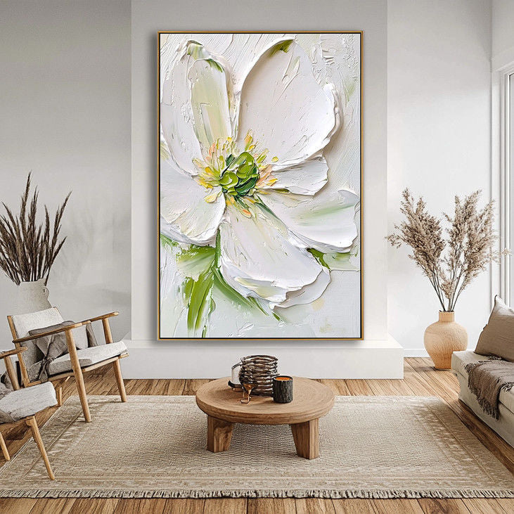 Textured White Flower Canvas Art #YX44