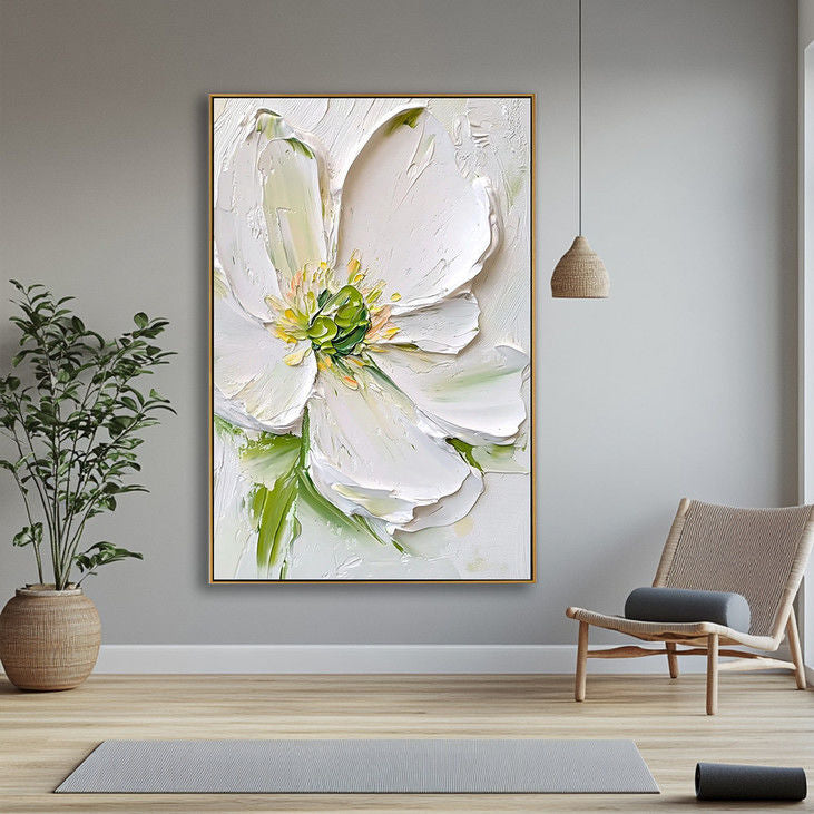 Textured White Flower Canvas Art #YX44