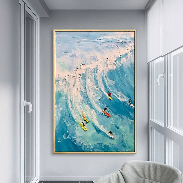 Hand Painted Surfing Scene Canvas #YX227
