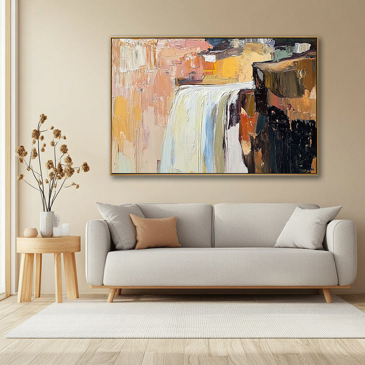 Abstract Nature Art: Waterfall Impasto for Office Spaces #YX123