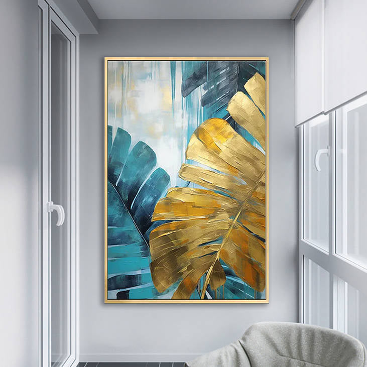 Gold & Teal Modern Wall Art for Living Room #YX500