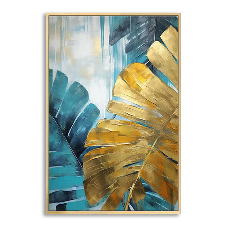 Gold & Teal Modern Wall Art for Living Room #YX500