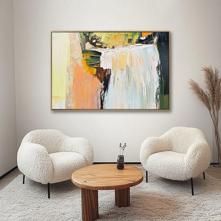 Impasto Abstract Waterfall Painting Textured Wall Art Centerpiece #YX127