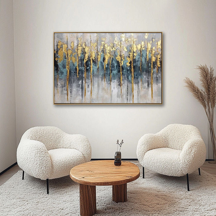 Gold Foil Tree Forest Abstract Painting #YX114