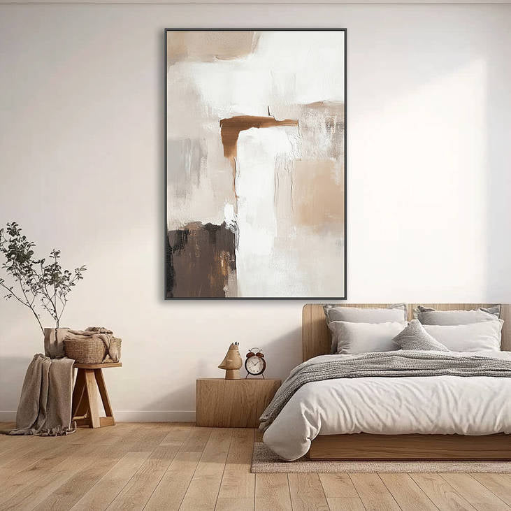 Abstract Beige Brown Textured Canvas Painting #YX328