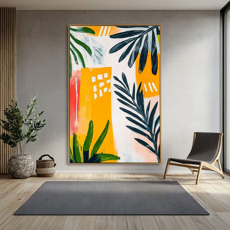 Abstract Tropical Leaf Canvas Art #YX179