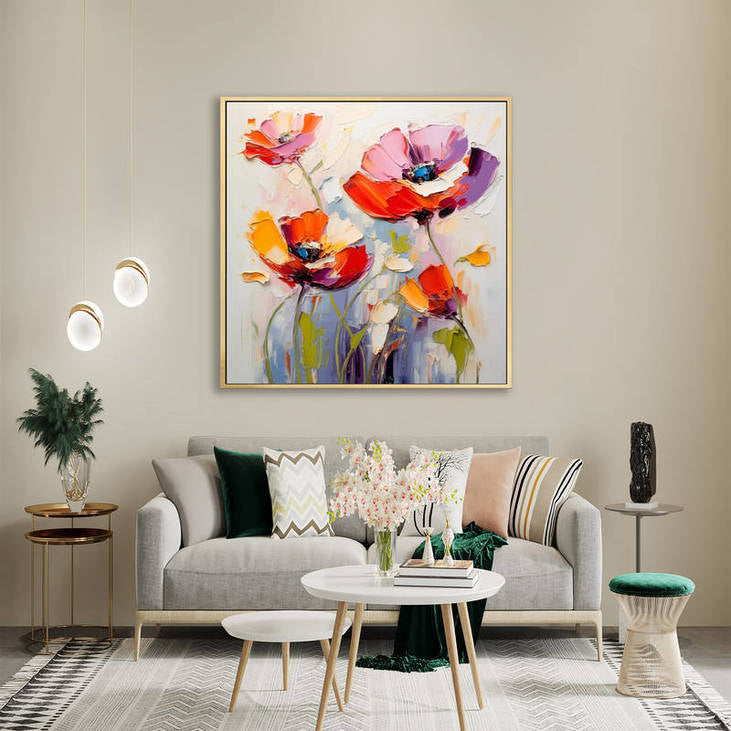 3D Textured Poppy Flower Art #VA120
