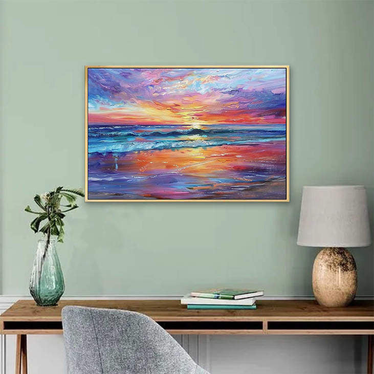 Colorful Beach Sunset Art #VA308