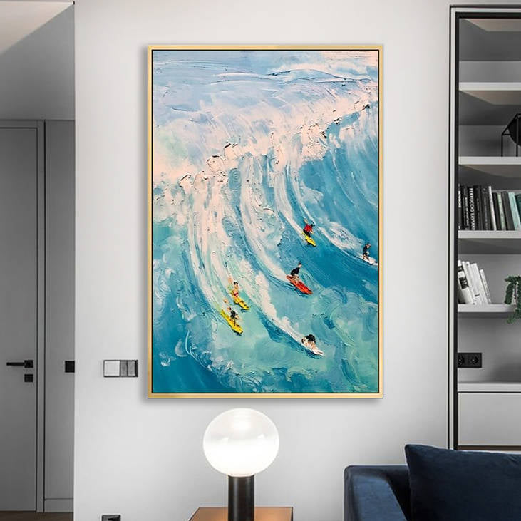 Hand Painted Surfing Scene Canvas #YX227