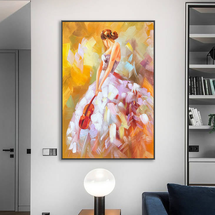 Vibrant Abstract Lady Violin Art #YX218