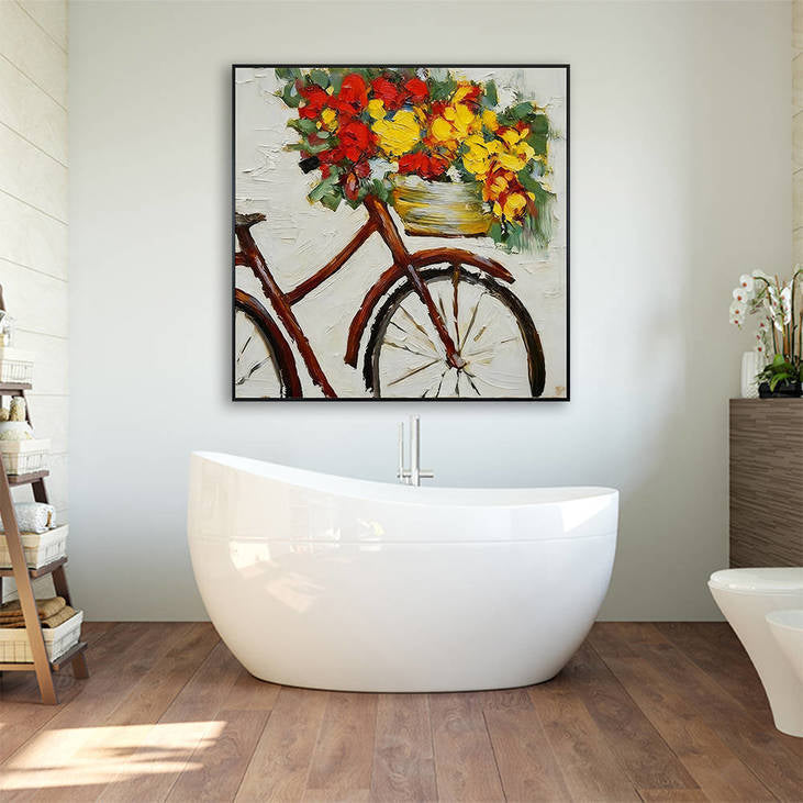 Vintage Bicycle with Floral Basket Wall Art for Home Decor #YX355