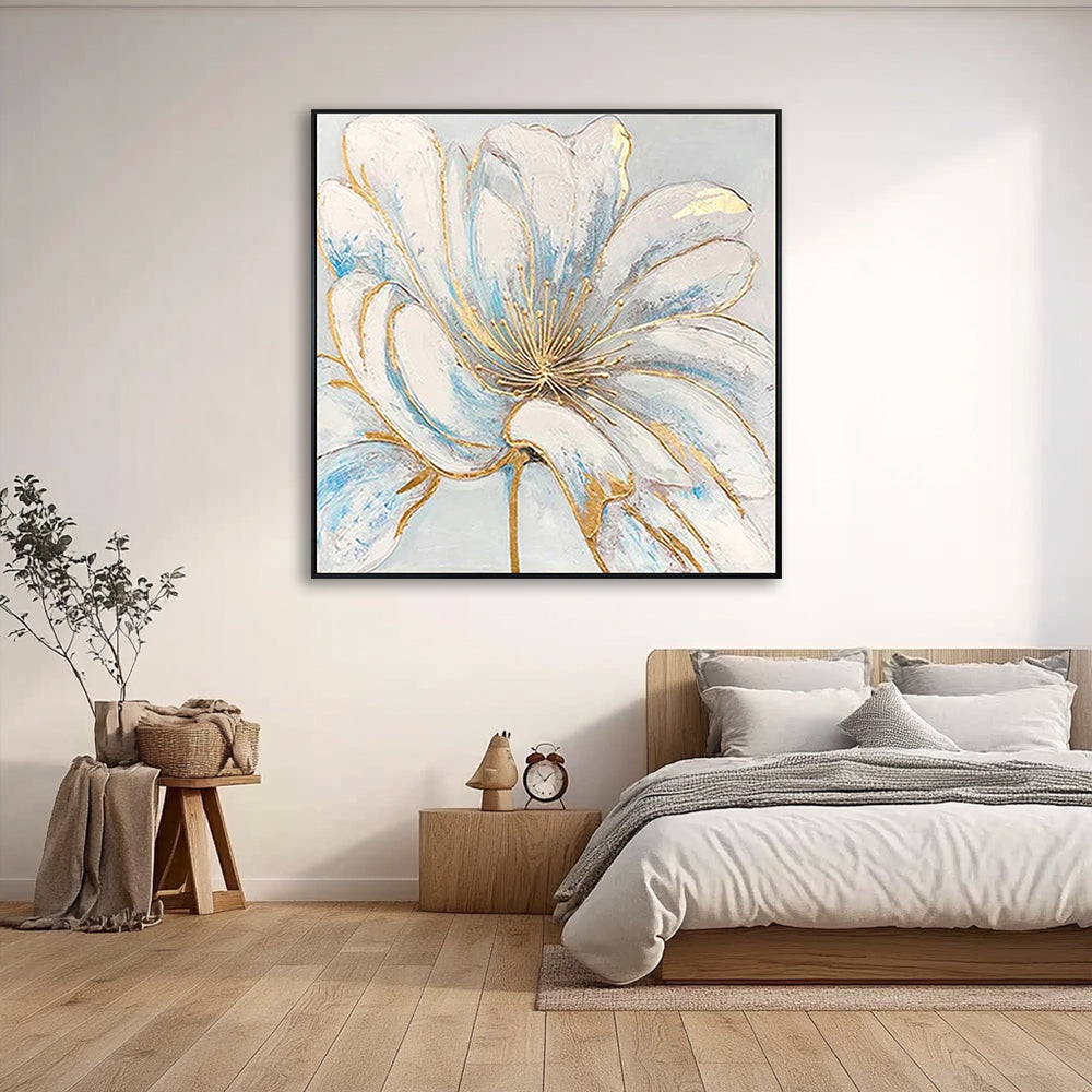 Abstract White Flower with Gold Details #YX327