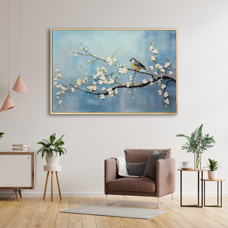 White Blossom & Bird Canvas #VA330