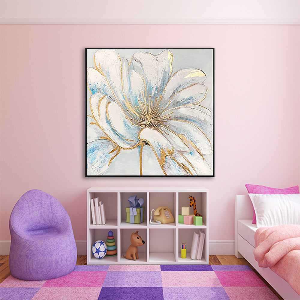 Abstract White Flower with Gold Details #YX327