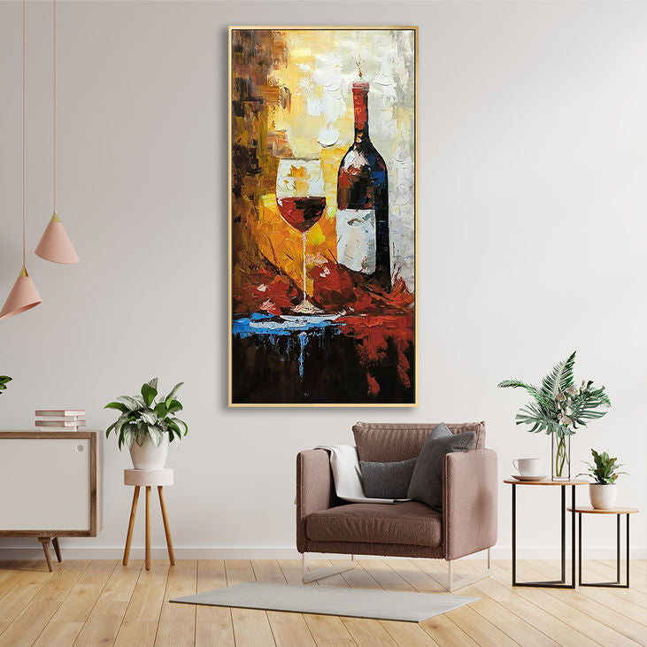 Vibrant Wine Glass & Bottle Canvas #VA442