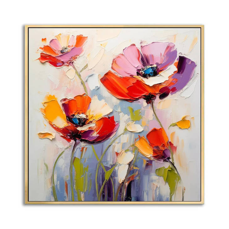 3D Textured Poppy Flower Art #VA120