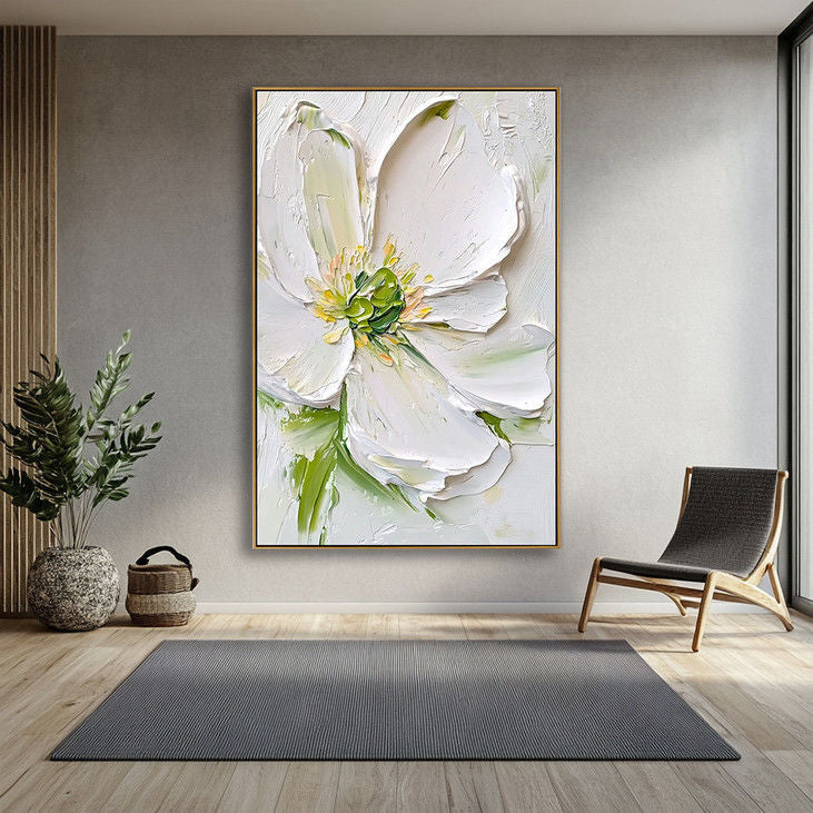 Textured White Flower Canvas Art #YX44