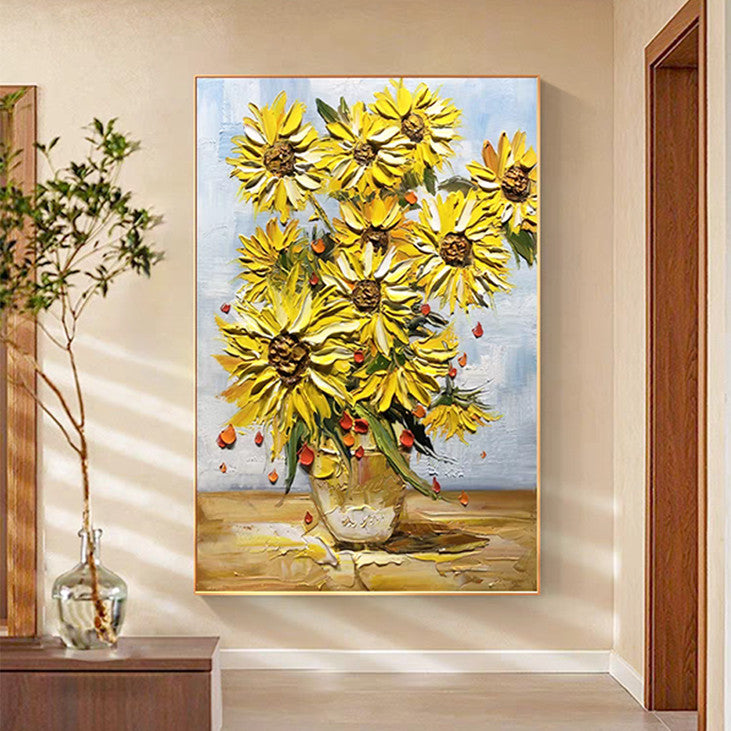 Impasto Sunflower Bouquet Wall Art #VA338