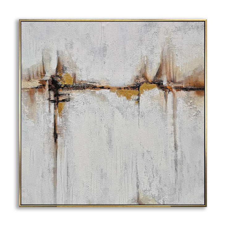 Abstract Beige & Gold Hand Painted Canvas Wall Art #YX306