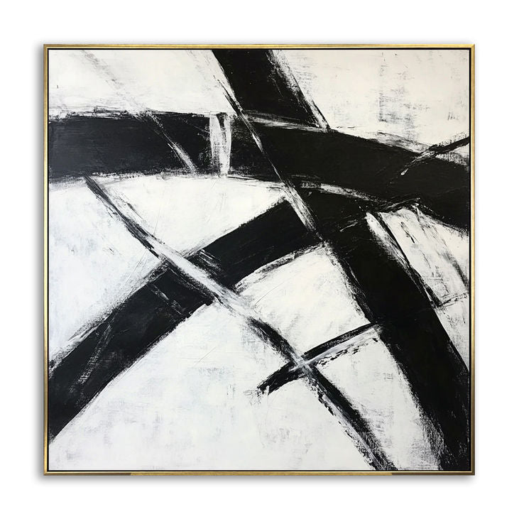 Abstract Intersecting Black Strokes Art #YX150