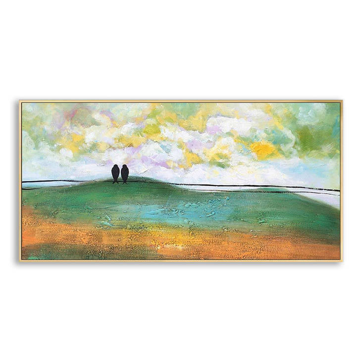 Abstract Landscape Painting with Birds #YX289